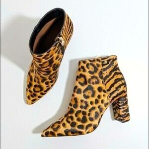 NWT ANTONIO MELANI Shahn Leopard Calf Hair Pointy Ankle Boots